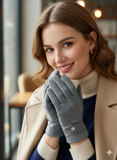 Embroidered with bead Full-Finger Mittens/Gloves (TouchScreen) -TSG02